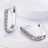 Micro Pave Multicolor Sterling Silver U-Shape Cubic Zirconia Women Hoop Earrings